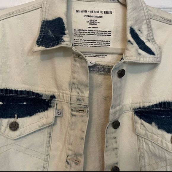 Oak & Acorn Everyday Dip Dye Denim Trucker Jacket Dipped Indigo Small NEW $390 - Picture 7 of 8